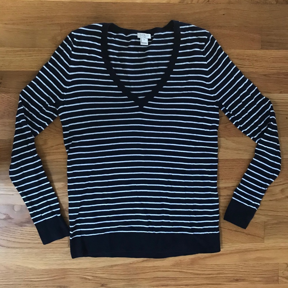 J Crew  |  Navy + White Striped Top